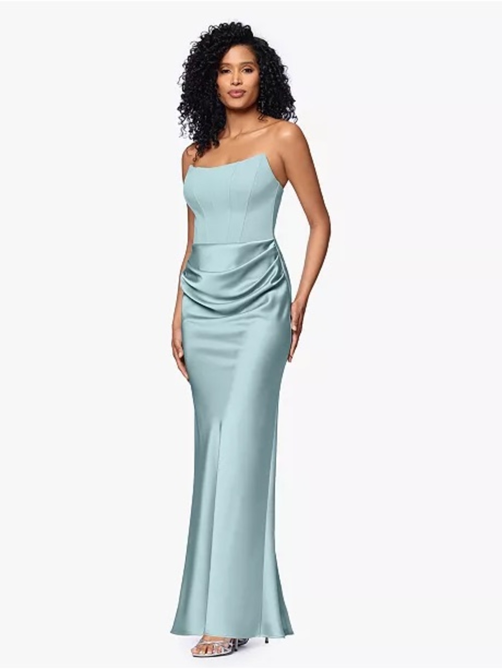 NWT Betsy and Adam Mixed-Media Strapless Corset Gown